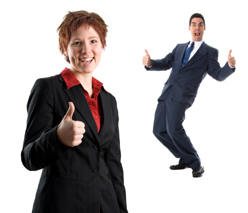 Woman and man giving thumbs up